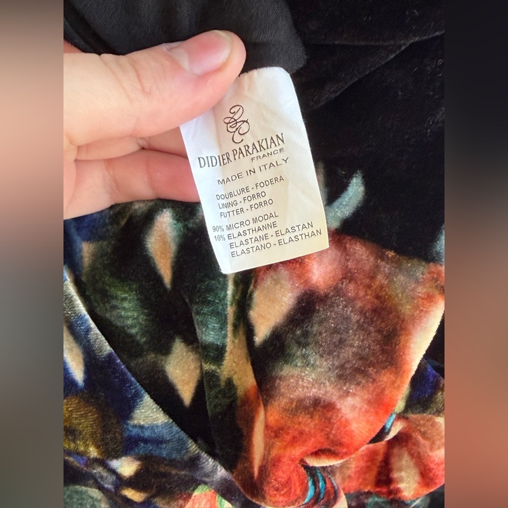 NWOT Made in Italy Velvet Boho Midi Dress 🌹 Artisan Print Sleeveless size L - Picture 4 of 4